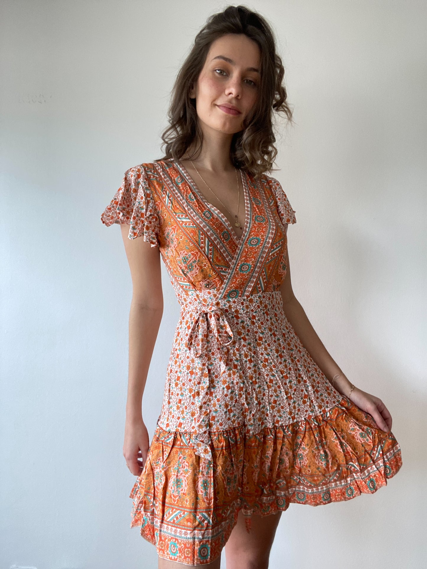 Robe portefeuille orange